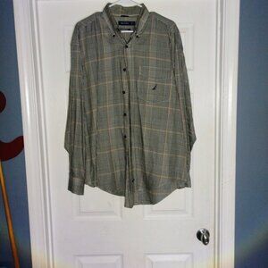Nautica Men's Black and Gray Checkered Shirt
